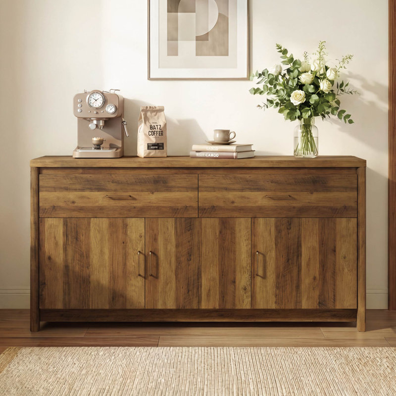 Buffet moderne 59 "avec poignées en métal, Noyer