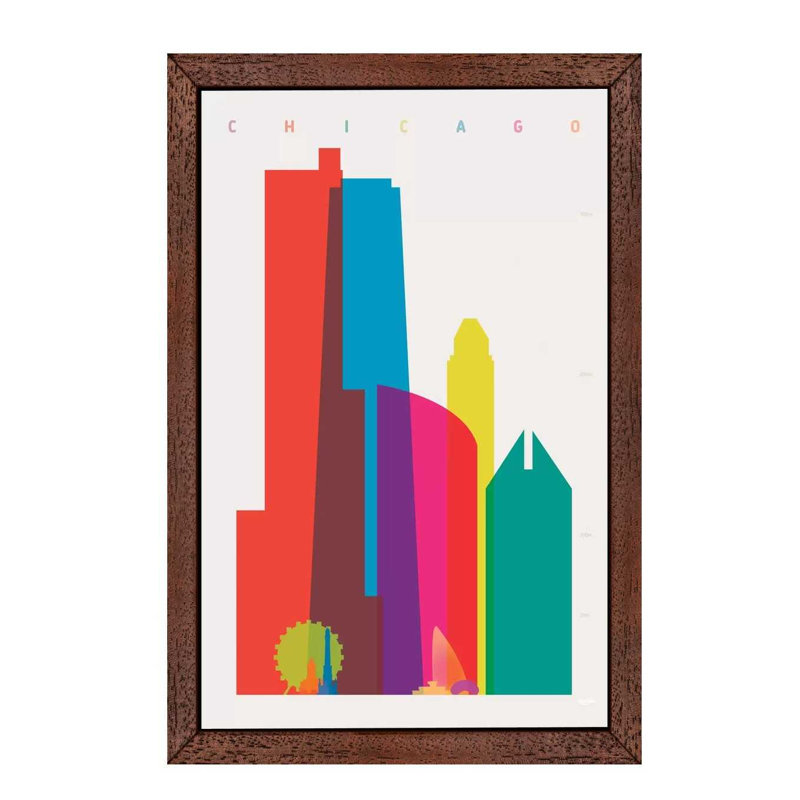 Chicago 1 Piece Floater Frame Wall Art on Canvas, 152.5 cm H x 101.5 cm W, Brown Floater Framed