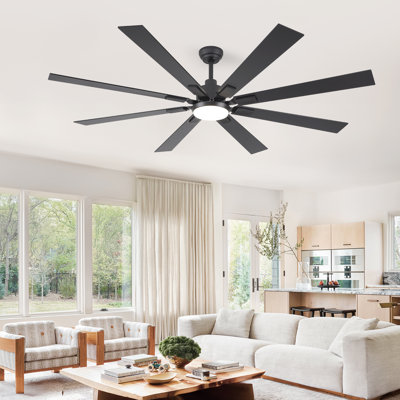 Ventilateur de plafond à DEL à 8 pales 72 po intérieur / extérieur avec lumière et télécommande Cissline pour salon / chambre à coucher / cuisine