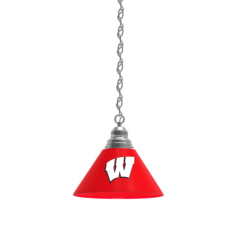 1 - Light Single Pendant, Chrome, Wisconsin Bucky Badger