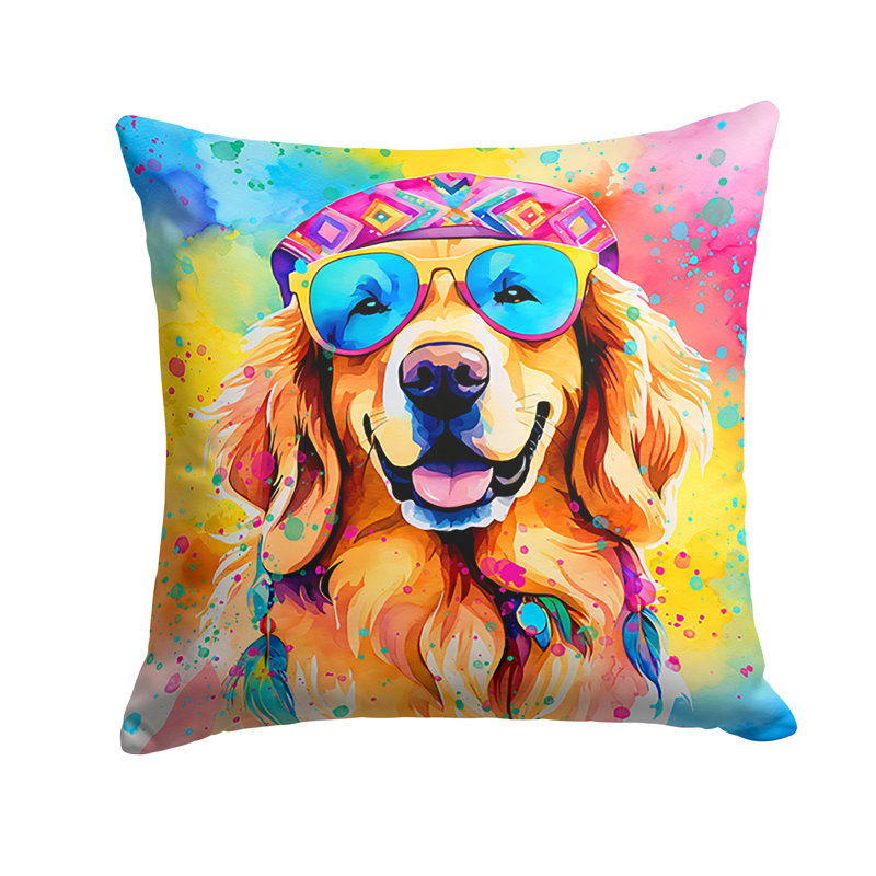 Coussin Golden Retriever, H 14 po x l 14 po, Carré