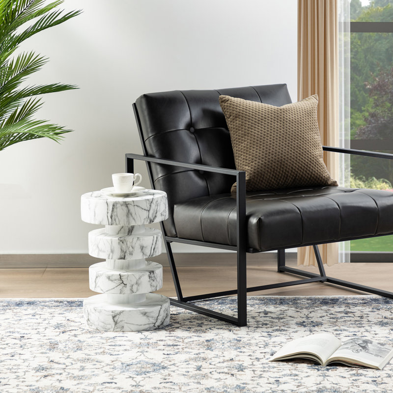 Tabouret d'appoint Sajana, Imitation marbre