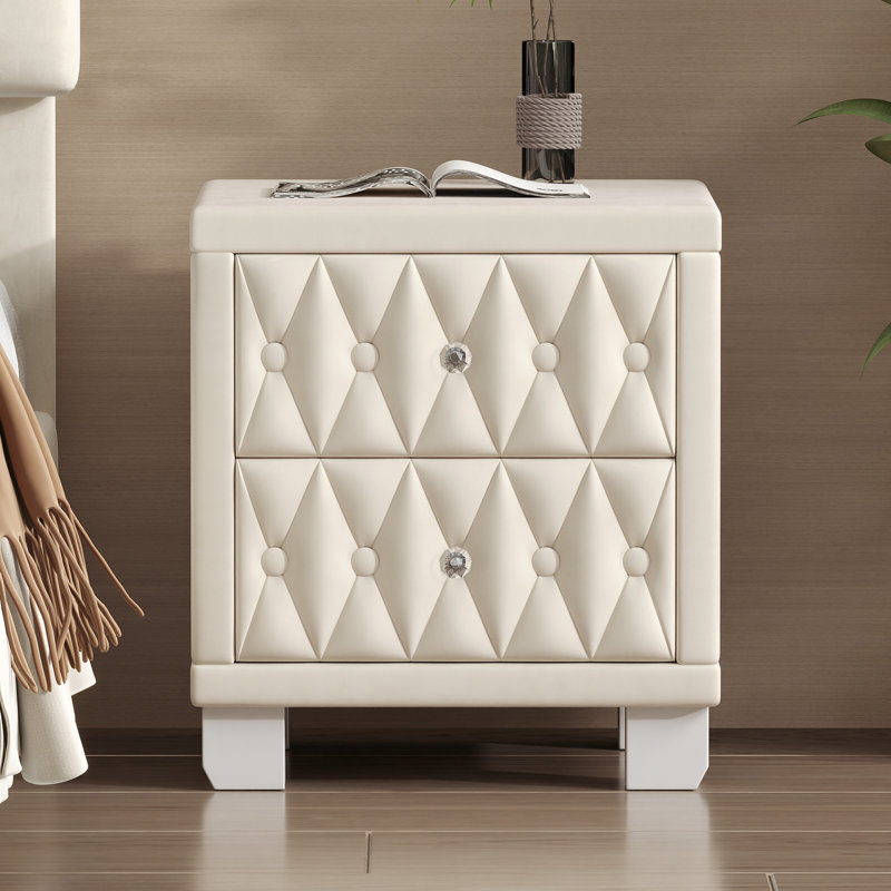 Nightstands Set of 2 with Charging Station, Smart Night Light, and Storage Cabinet, Modern Bedside Tables for Bedroom, White