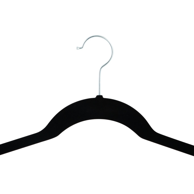 Cintre large en velours antidérapant pour robe / chandail / chandail, Noir