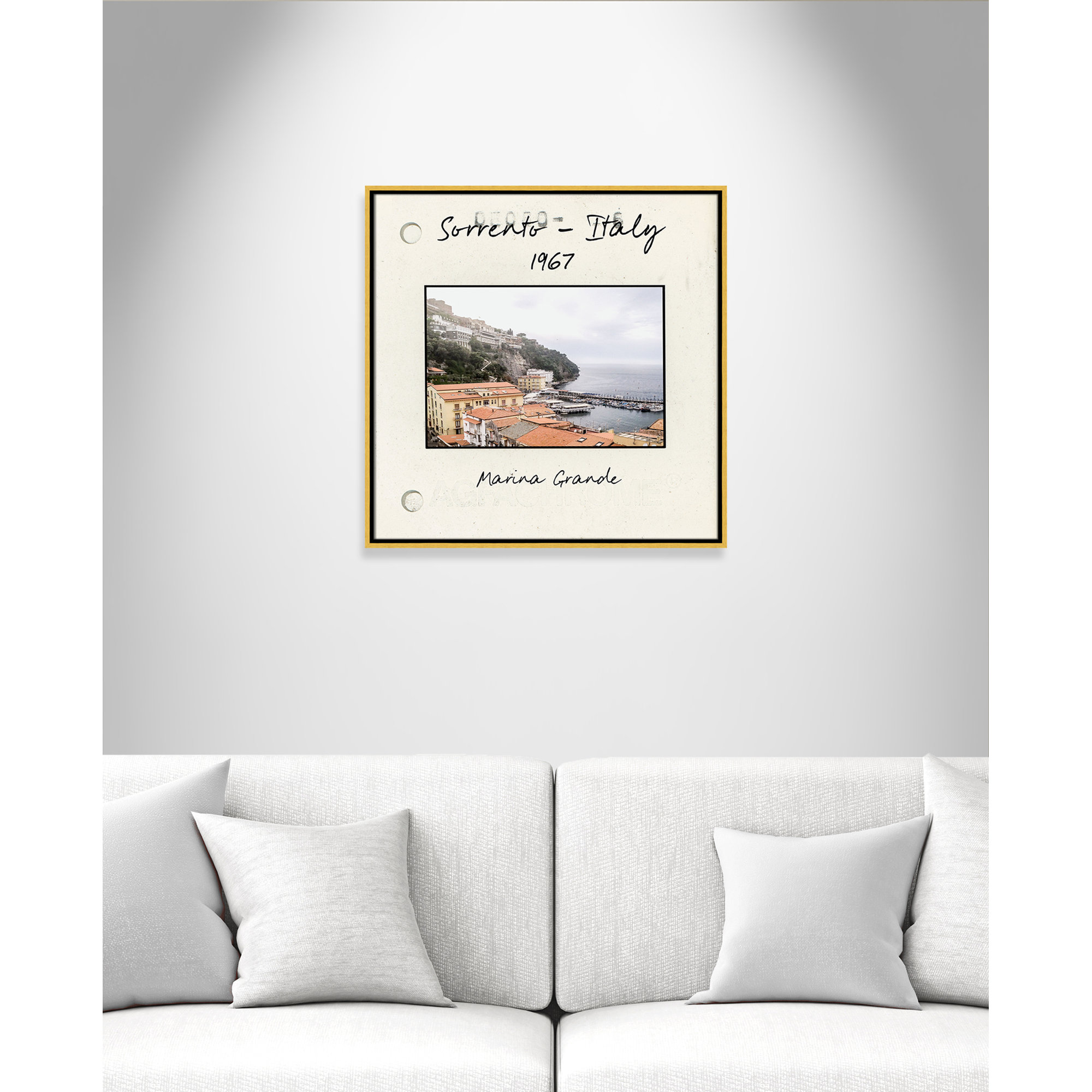 Sorrento Italy - Marina Grande Print by Susan Jill, Gold Floater Framed Canvas, 25.5" H x 25.5" W x 2" D