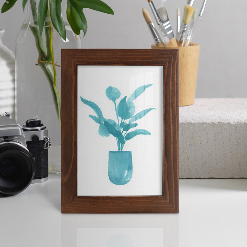 Watercolor House Plant VI - Impression encadrée avec verre, L 4 po x H 6 po x P 1 po, Cadre châtaignier