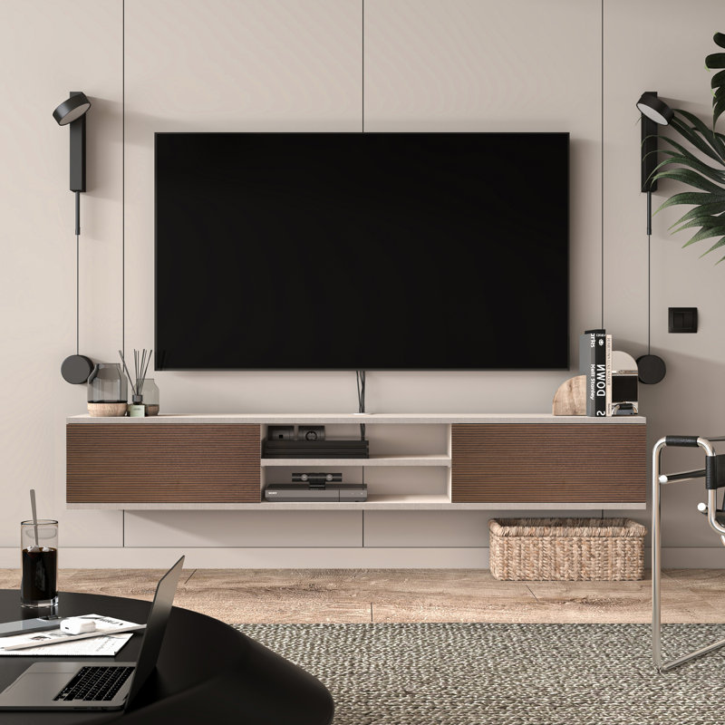 Meuble télé Bella Modern, Alpine / bois de coton
