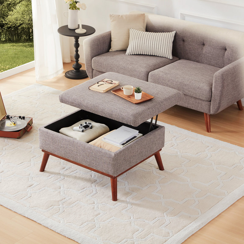 Ottoman with Storage with Lid Lifting Function and High Legs