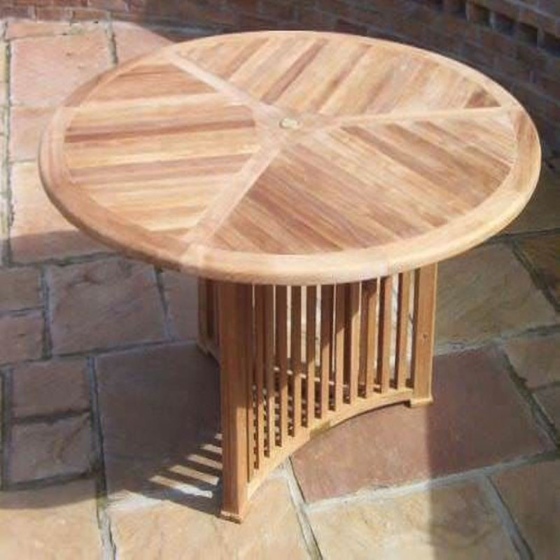 Lossett Round Teak Solid Wood Outdoor Dining Table - 150 cm W 150 cm D