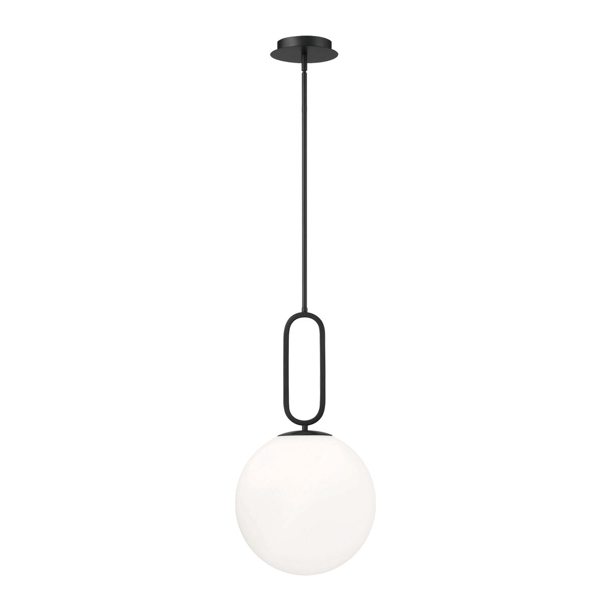 Single Light Glass Dimmable Pendant, Acid Opal/Matte Black, 22.75" H x 11.75" W x 11.75" D