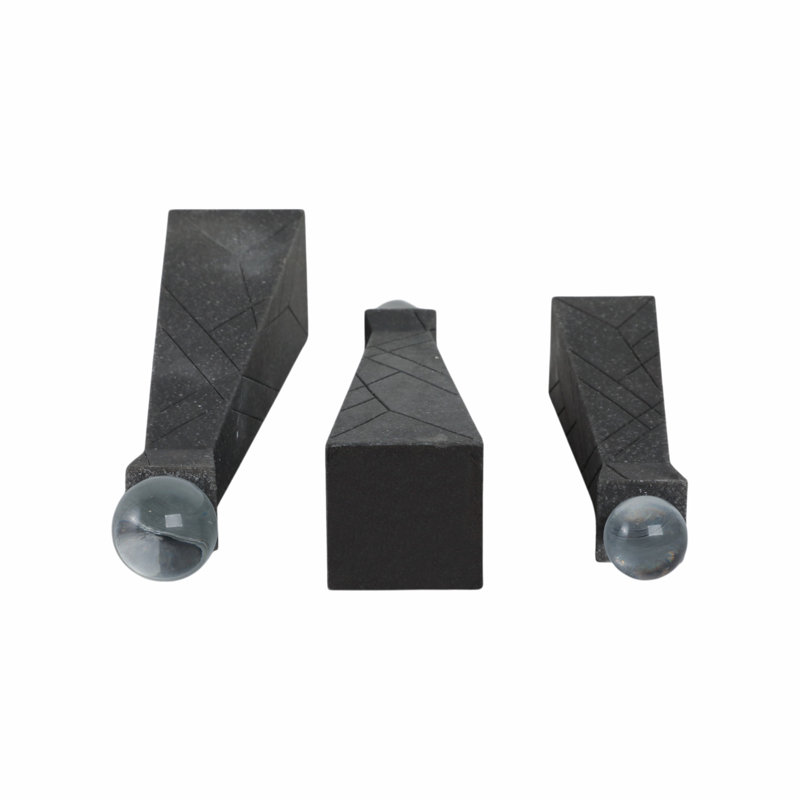 Sagebrook Home 3-Pieces Liege Black Quartz Resin Bottles
