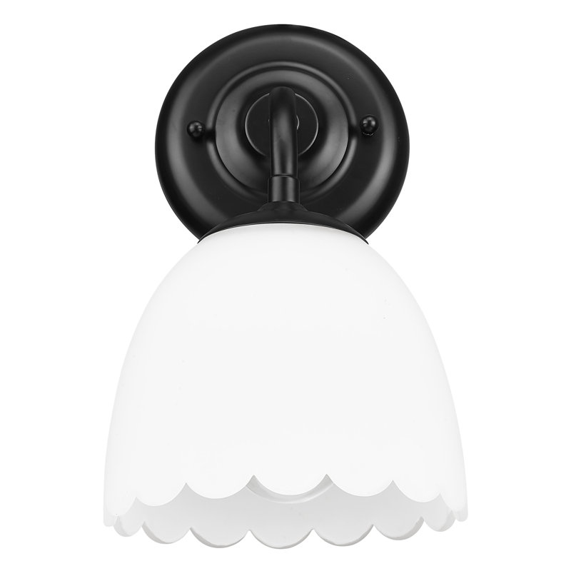 Dorinda 1-Light Wall Sconce in Brushed Champagne Bronze with Opal Glass, Matte Black