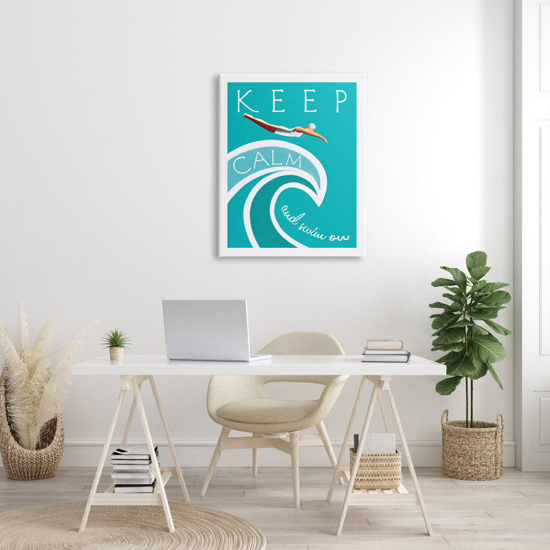 Keep Calm And Swim On - impression, Toile tendue, H 40 po x l 30 po x 1,5 po