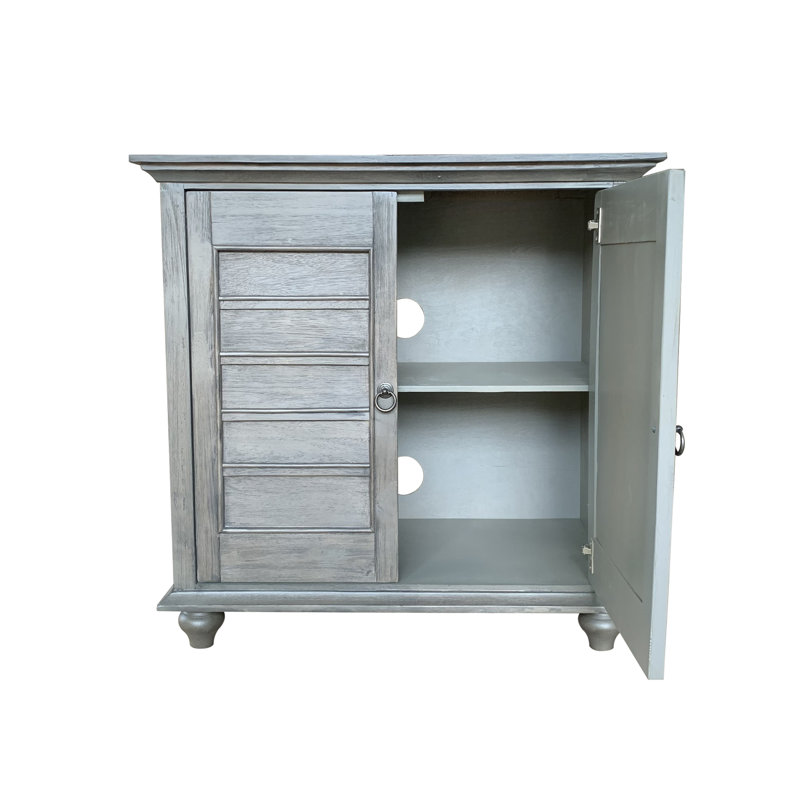 Armoire 2 portes Alicai Shutter, Gris délavé vieilli