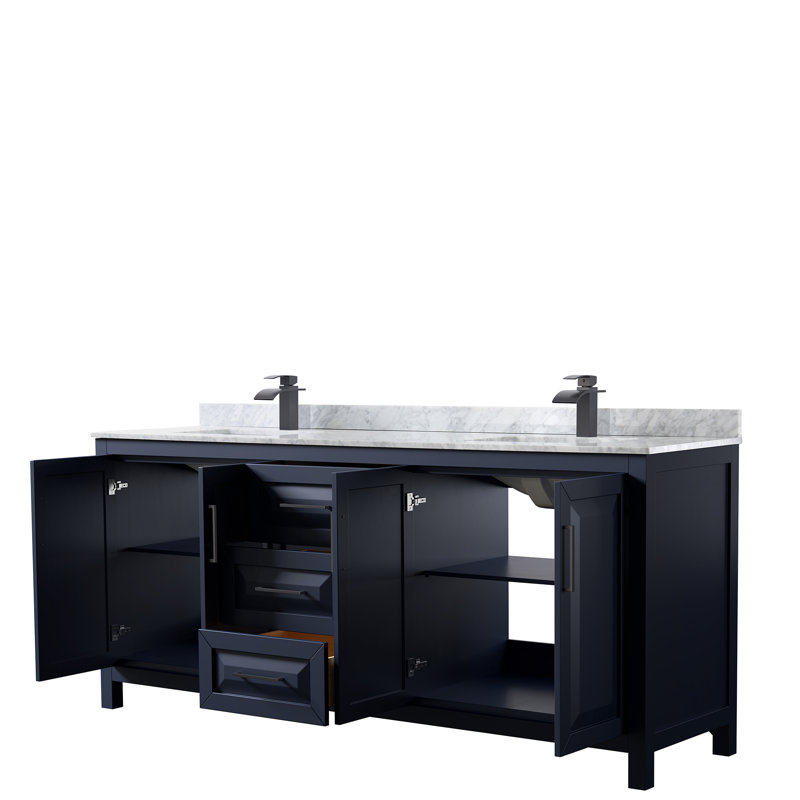 Daria 80'' W Double Vanity, Dark Blue, Matte Black