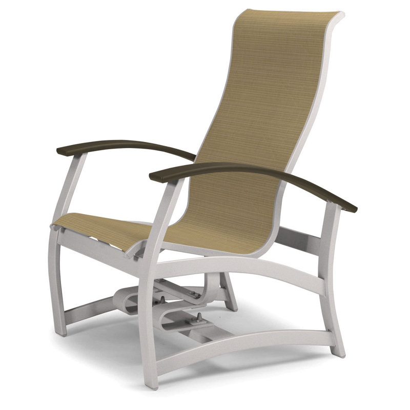 Askar Swivel Powder Coated Aluminum Outdoor Lounge Chair, Mocha Sunbrella®, Gloss White, Beachwood P40