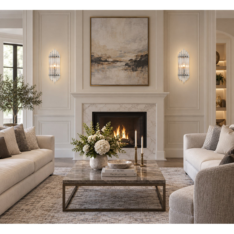 Transitional 1 Light Glass Rod Wall Sconce, Shiny Nickel