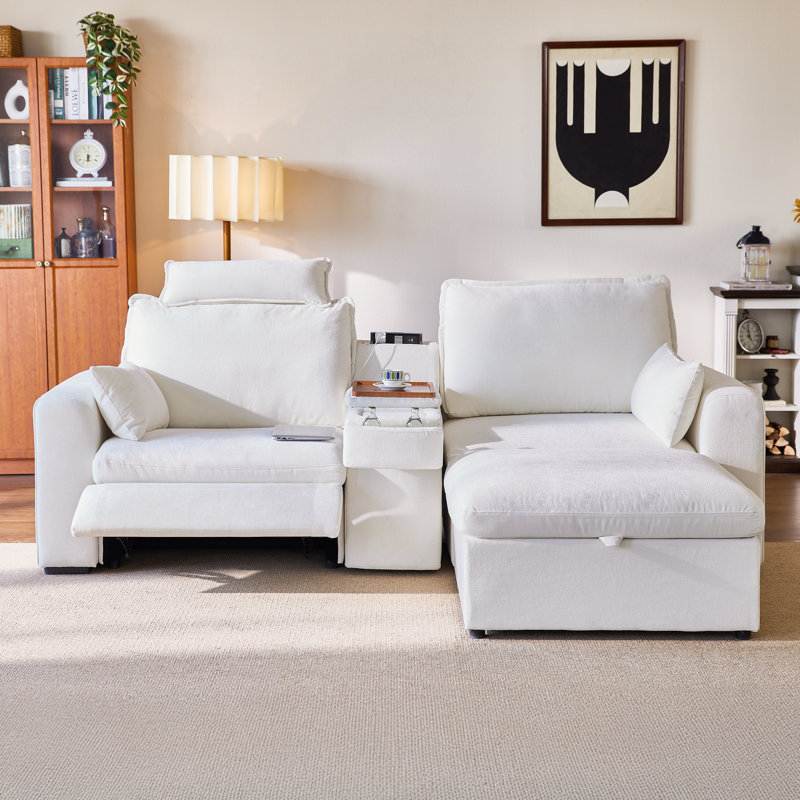 Canapé inclinable électrique à 3 places en chenille avec repose-tête et canapé-lit modulaire surdimensionné avec repose-pieds