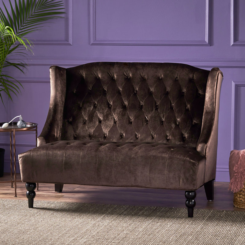 Carolina Upholstered 50.25'' Loveseat, Chocolate Velvet