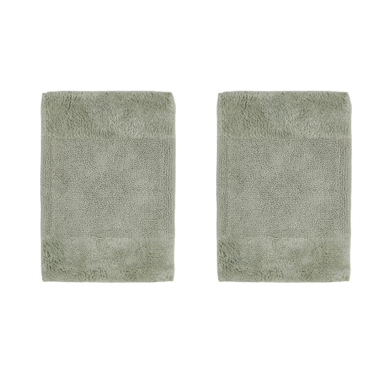 Makaylynn Premium 100% Cotton 2155 GSM 2-Piece Bath Rug Set, OEKO-TEX® Certified, Non-Slip Spray Latex Backing, Plush Tufted, Super Absorbent, Machine Washable Bathroom Rugs, Dark Sage