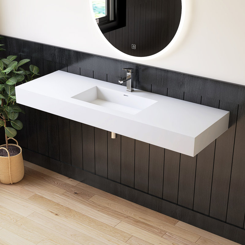 Lavabo vasque à fixation murale 60 "avec trou pour robinet 60"