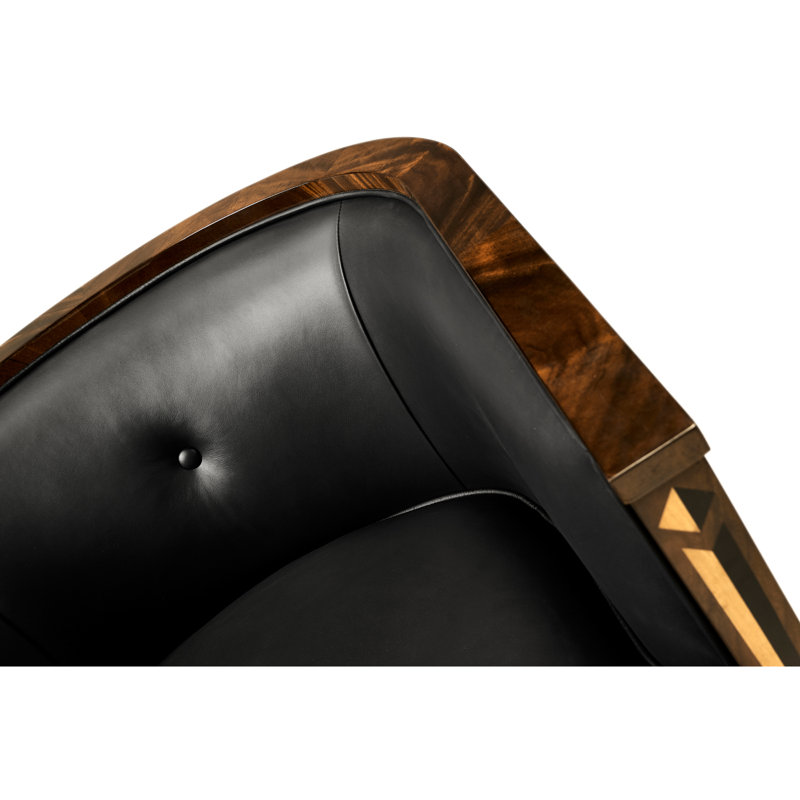Knightsbridge Leather Barrel Chair, Black Genuine Leather