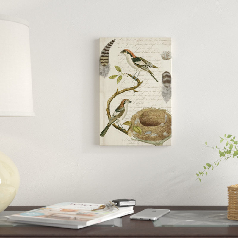 « aviaire journal i », art textuel sur toile, H 12 po x l 8 po x P 0,75 po, Toile tendue