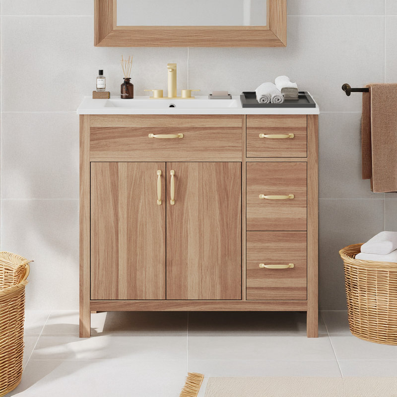 Meuble-lavabo moderne avec 2 portes à fermeture douce et tablette réglable