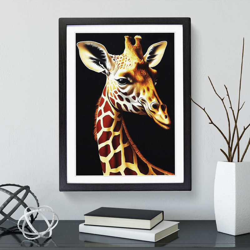 Pretty Giraffe - Single Picture Frame Print, Black Framed, 64cm H x 46cm W x 2cm D