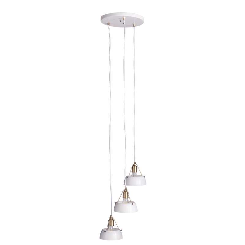 Luminaire suspendu tambour 3 lumières grappe, Blanc