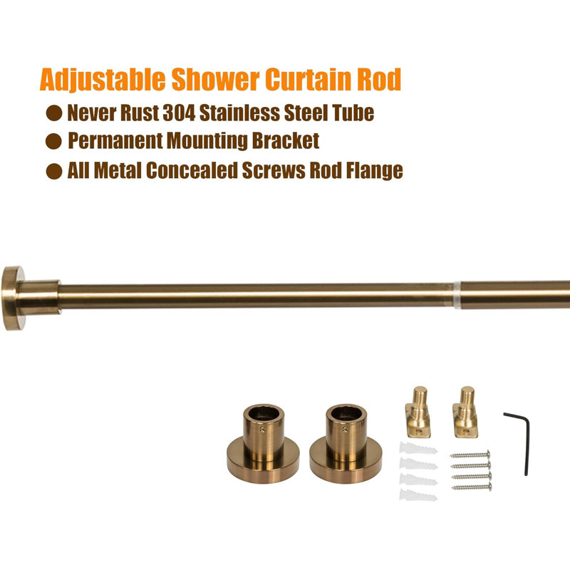 Champagne Bronze Adjustable Stainless Steel Wall Mounted Shower Rod