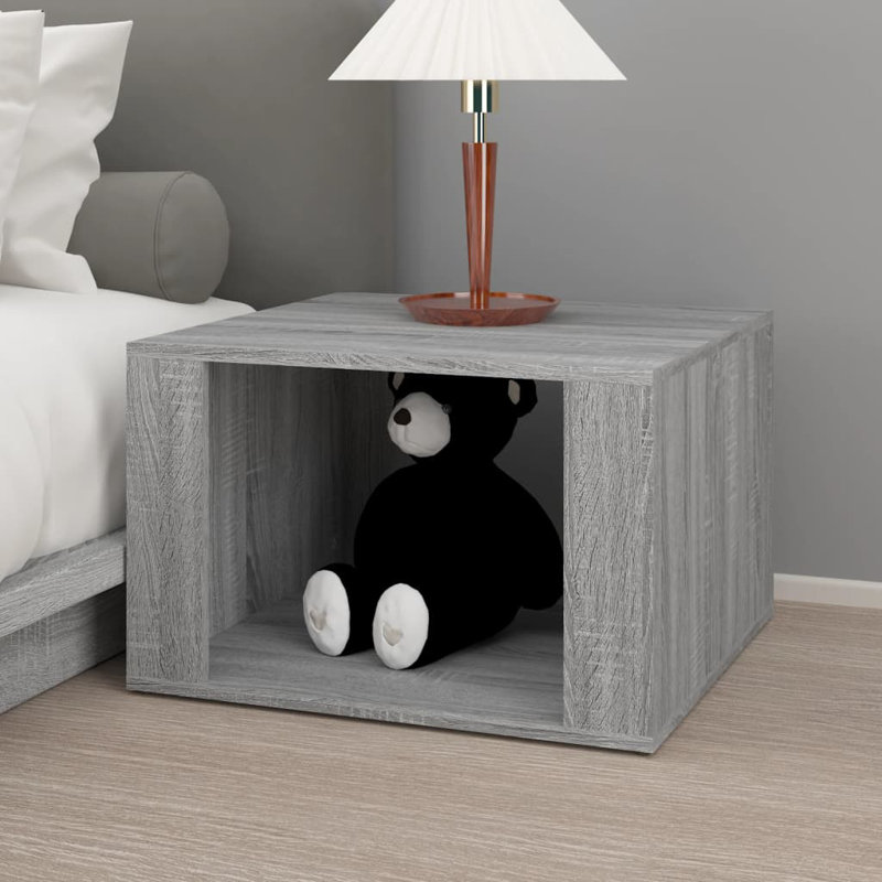 Cashel 57cm W Manufactured Wood Bedside Table, Grey Sonoma