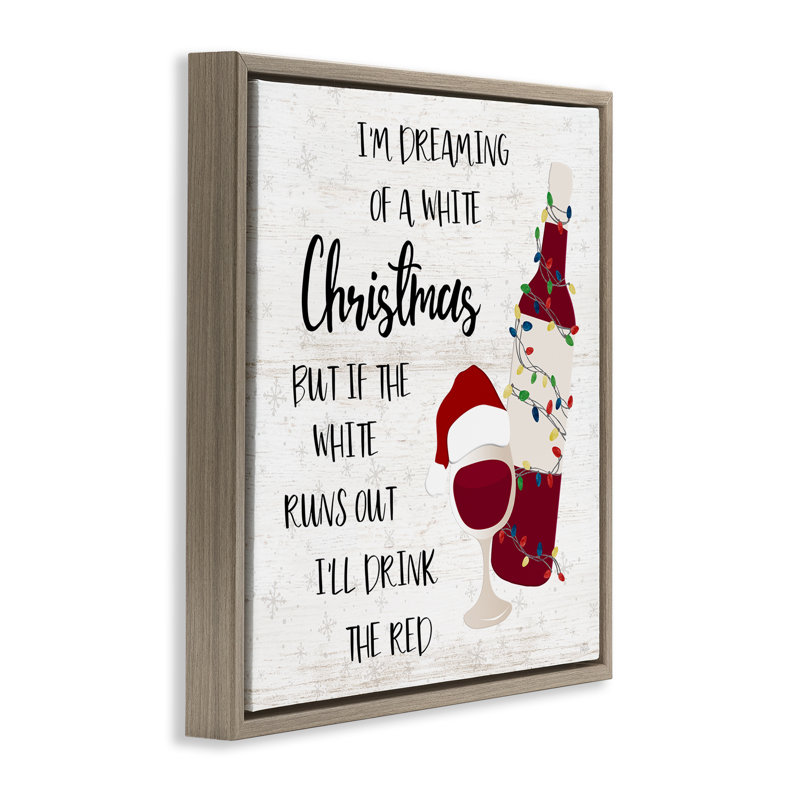 «Drink The Red Christmas», art de la giclée encadrée par Natalie Carpentieri, Cadre flottant orme Montalcino