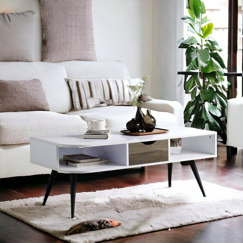 Coffee Table, Halima White & Black Finish
