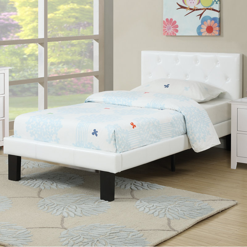 Lit plateforme tapissier Robbyn, Simple, Blanc