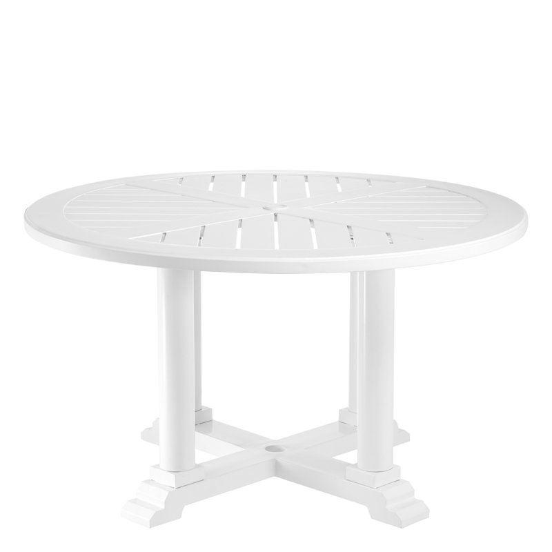 Outdoor Table Outdoor Round Dining Table, White, 29.33" H x 62.99" L x 62.99" W