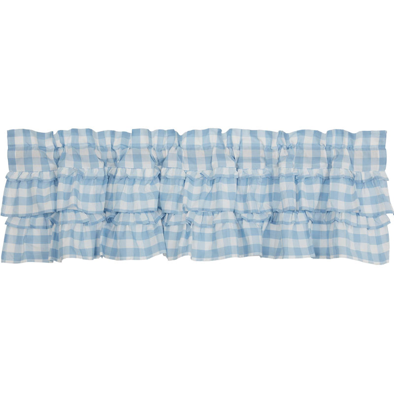  Cantonnière à volants en coton Annie Buffalo, L 60 po x L 16 po, Bleu gris