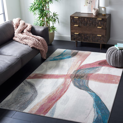 Papillon Abstract Pink/Blue Area Rug