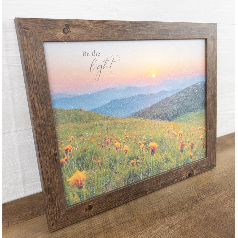 «Spiritual Be The Light Landscape Sunset», reproduction encadrée
