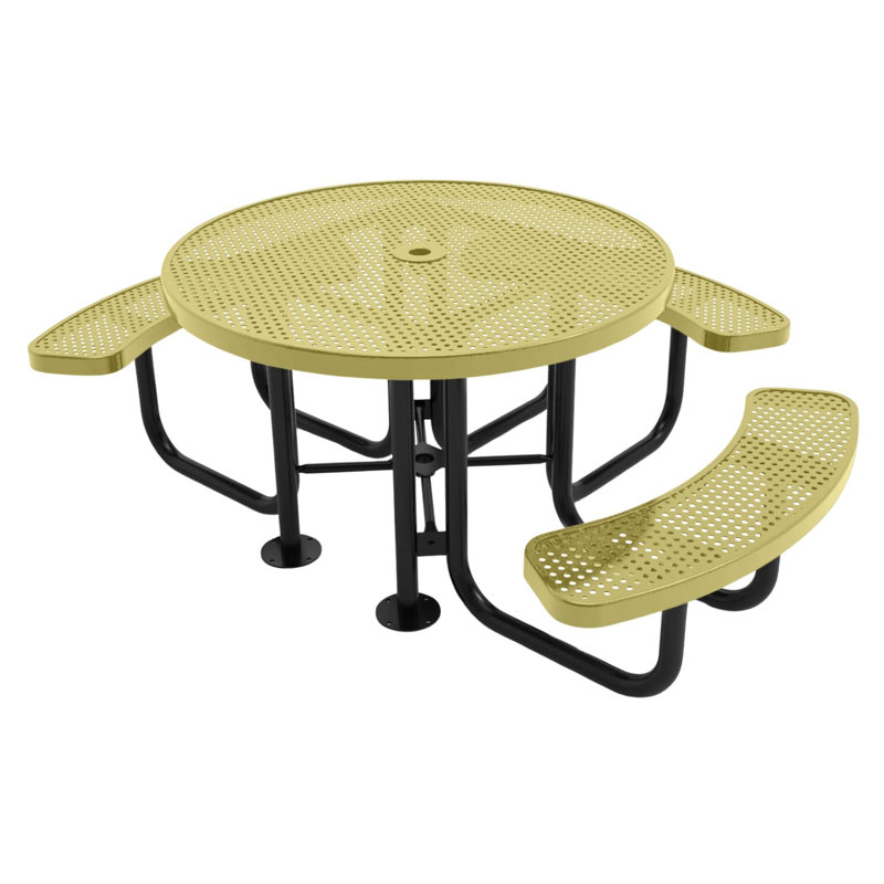 Table de pique-nique ronde de 117 cm (46 po), grès texturé, 46 In, Round 3-Seat, Punched Steel, Textured Sandstone