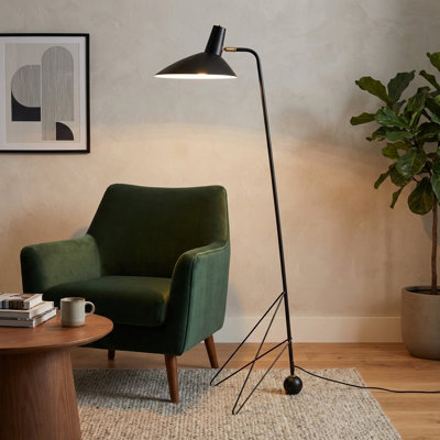 Fiorella 63" Modern Metal Tripod Floor Lamp - Minimalist Adjustable Task Light with E26 Base - Black or Red Finish