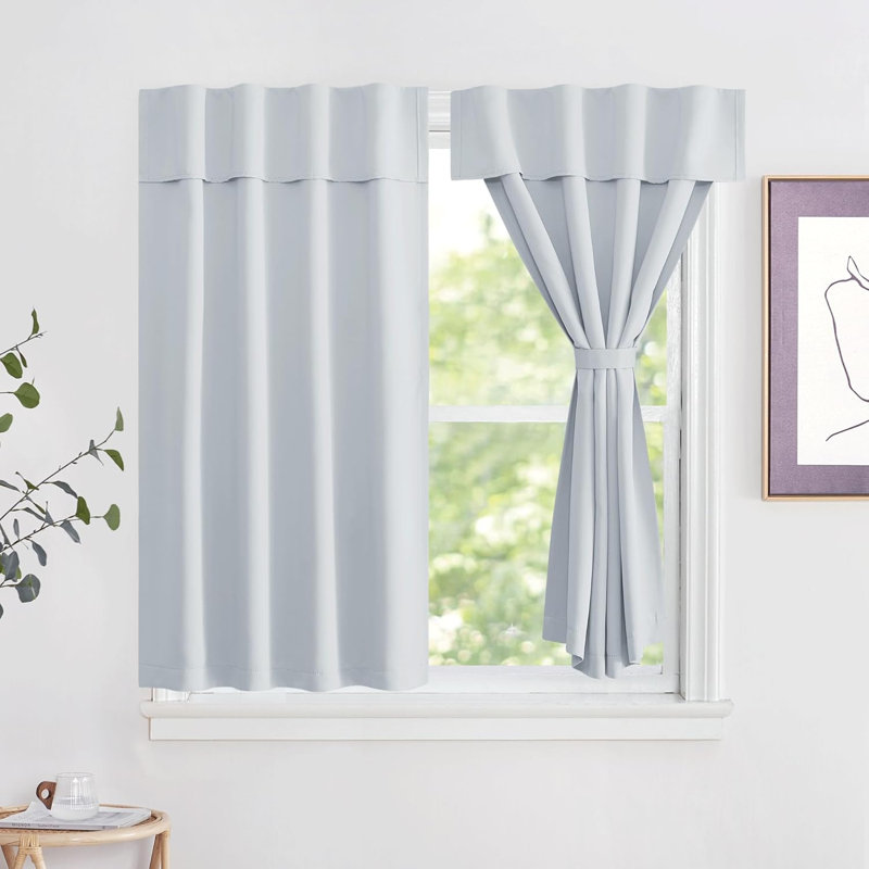 NICETOWN Door Curtains for Kitchen, Short Blackout Curtains , Self Adhesive Portable Window Cover for Front French Door, Adjustable Shade for Glass, 1 PC