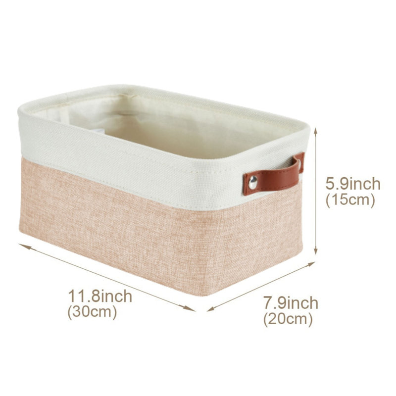 Bac de rangement pliable Decomomo | Cube de rangement pliable en tissu robuste avec poignées, Beige / blanc