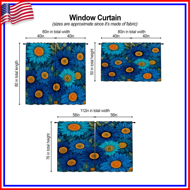 Rideaux de fenêtre à motif floral obscurcissant et obscurcissant - 2 panneaux, 20in x 60in - 2 panels