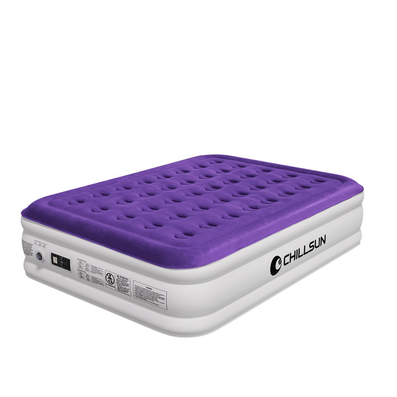 CHILLSUN 18 inch Double-High Air Mattresses with Built-in Pump, Queen