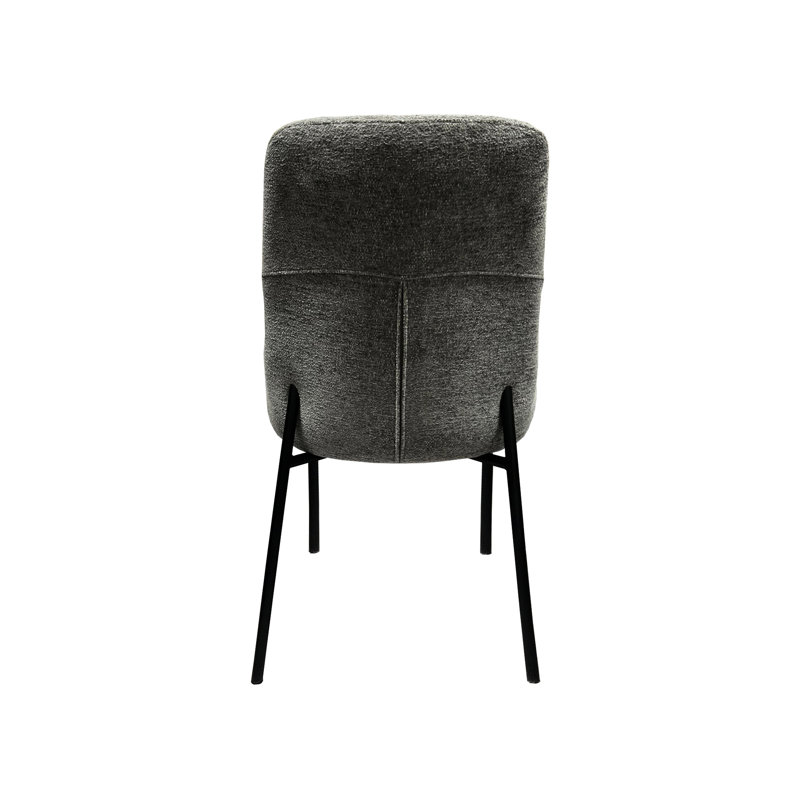 Chaise d'appoint de salle à manger en tissu gris avec 2 sièges à oreilles de style moderne, rembourrés de mousse et 2 pièces, conception minimaliste grise