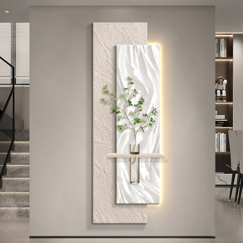 Beige + White Rectangle Sandstone Wall art, Beige/White, 39.37" H x 13.78" W
