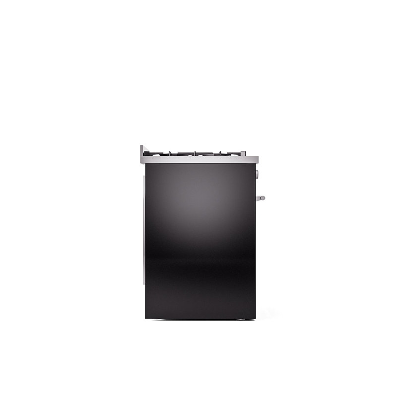  ILVE Professional Plus II 30 in Dual Fuel Range, 5 Sealed Burners (Solid Door), Natural Gas, Glossy Black/Stainless Steel