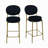 Velvet Upholstered Bar Stools Round  Set of 2 -1661711603