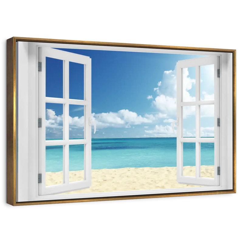 Fenêtre à distance Azemar, Cadre flottant doré, 40 po x 27 po